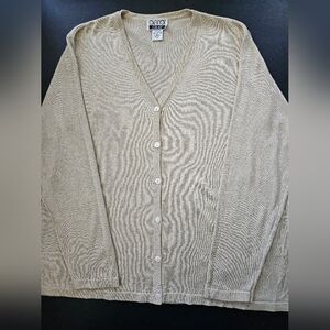 NWOT - Silk Blend "Anna Gray" Glitter Gold Cardigan - Size 1X
